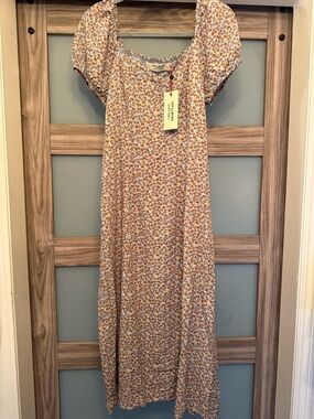 Idyllwind Blue Dress with Brown Floral Print